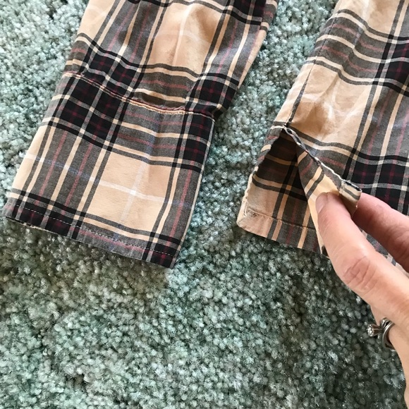 HAROLD’S Brown Tan Red Plaid Shirt, Stretch, Preppy Top, Button Down Shirt - Picture 11 of 15